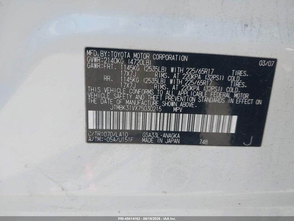 JTMBK31VX75030215 2007 TOYOTA RAV4 photo no. 9