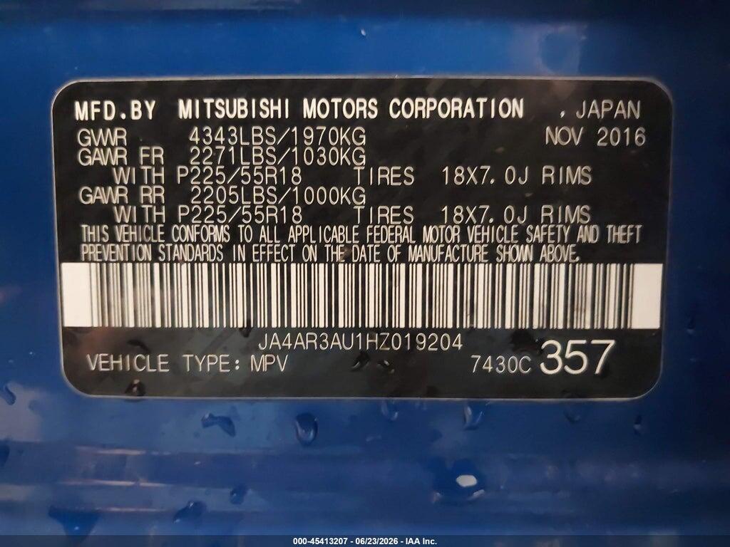 JA4AR3AU1HZ019204 2017 MITSUBISHI OUTLANDER SPORT photo no. 9