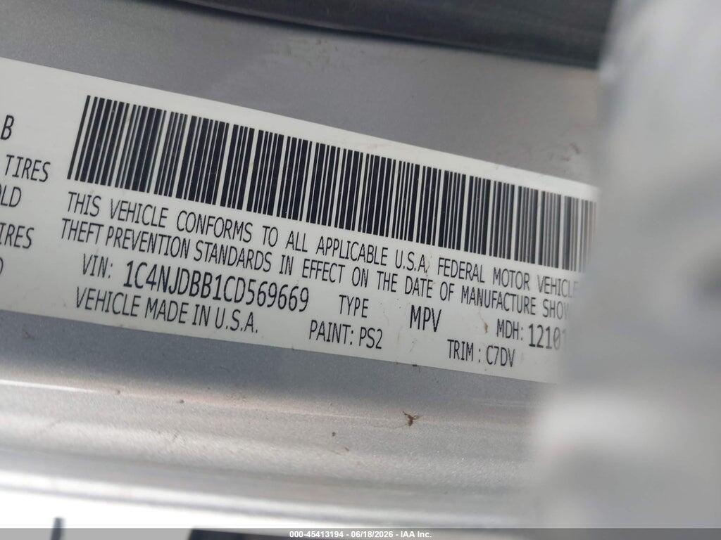 1C4NJDBB1CD569669 2012 JEEP COMPASS photo no. 9