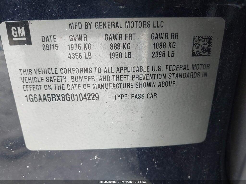 1G6AA5RX8G0104229 2016 CADILLAC ATS photo no. 9