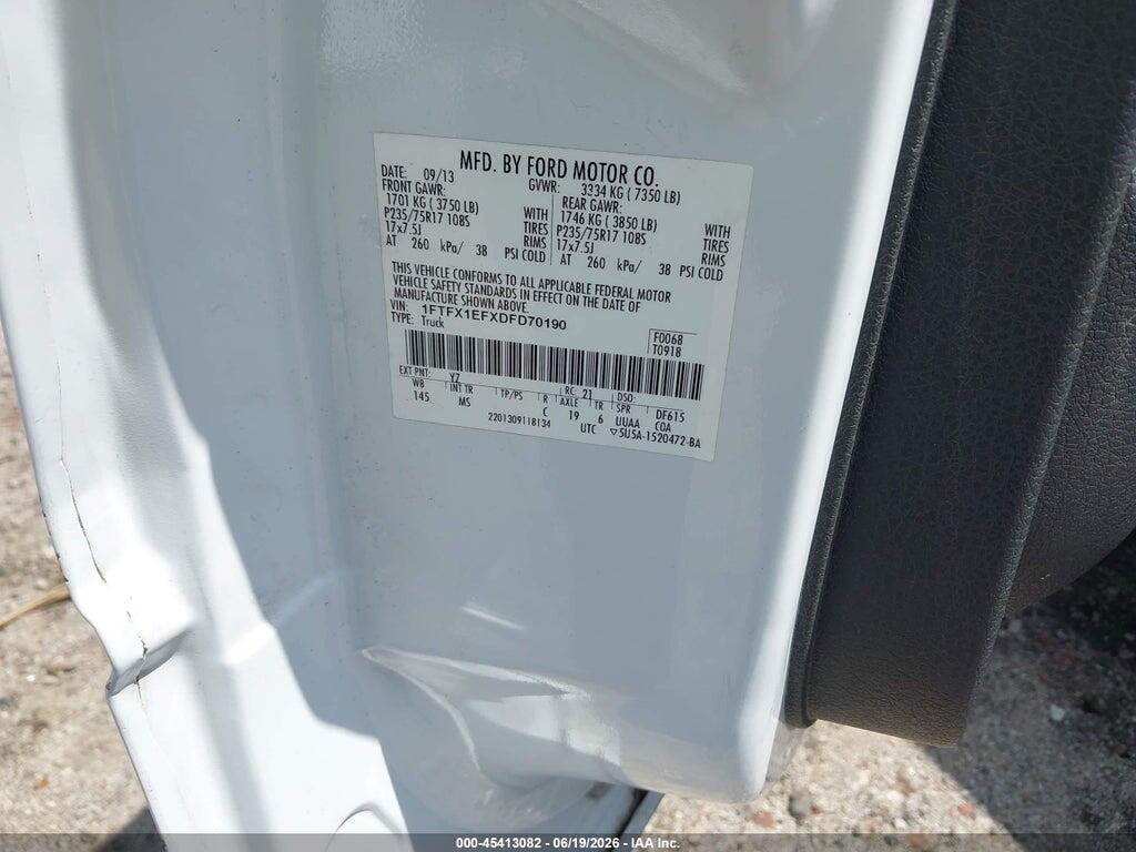 1FTFX1EFXDFD70190 2013 FORD F-150 photo no. 9