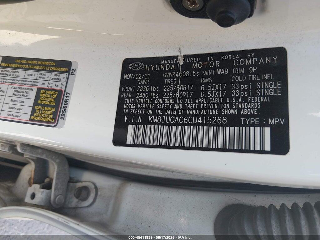KM8JUCAC6CU415268 2012 HYUNDAI TUCSON photo no. 9