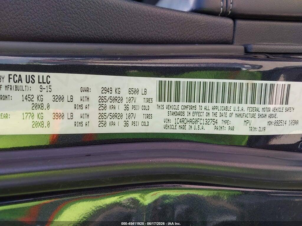 1C4RDHAG0FC132754 2015 DODGE DURANGO photo no. 9