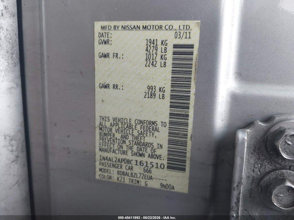 1N4AL2AP0BC161510 2011 NISSAN ALTIMA photo no. 9