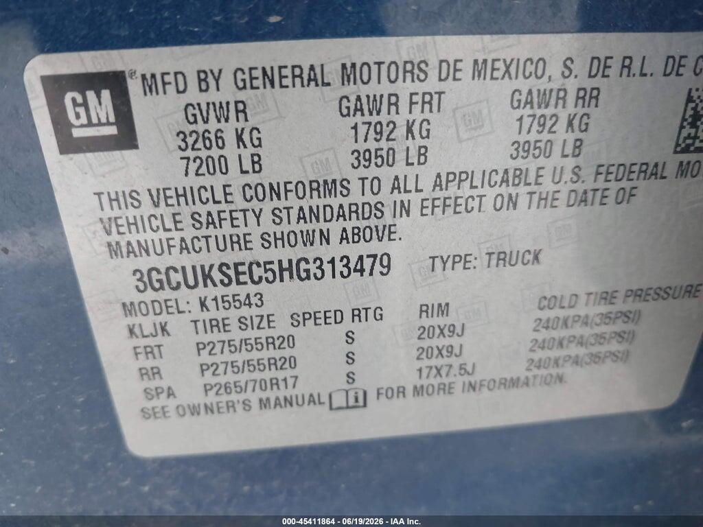 3GCUKSEC5HG313479 2017 CHEVROLET SILVERADO 1500 photo no. 9