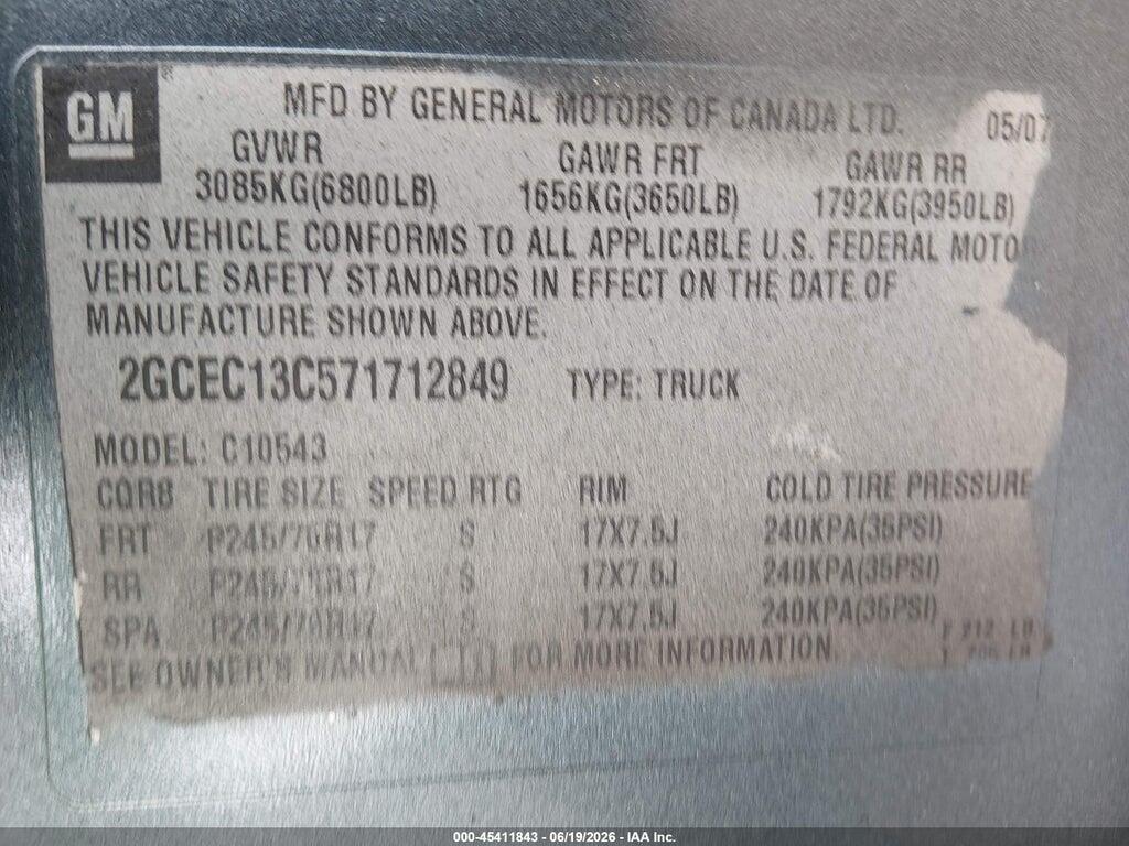 2GCEC13C571712849 2007 CHEVROLET SILVERADO 1500 photo no. 9