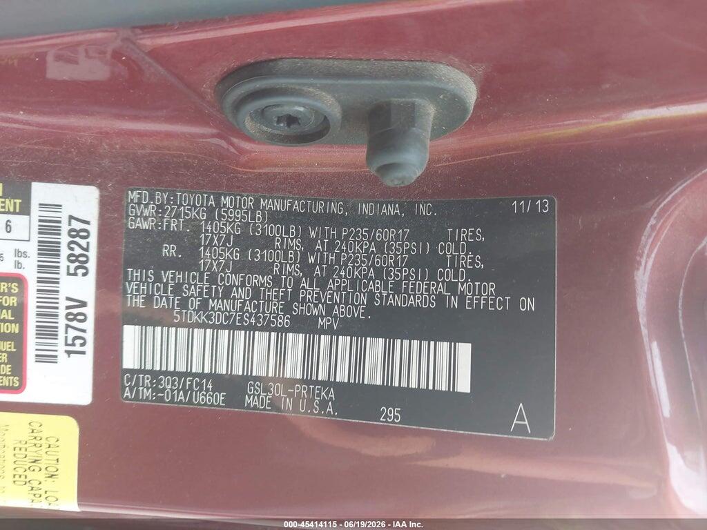 5TDKK3DC7ES437586 2014 TOYOTA SIENNA photo no. 9