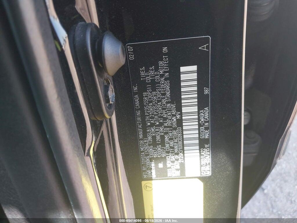 2T2GK31UX8C028333 2008 LEXUS RX 350 photo no. 9