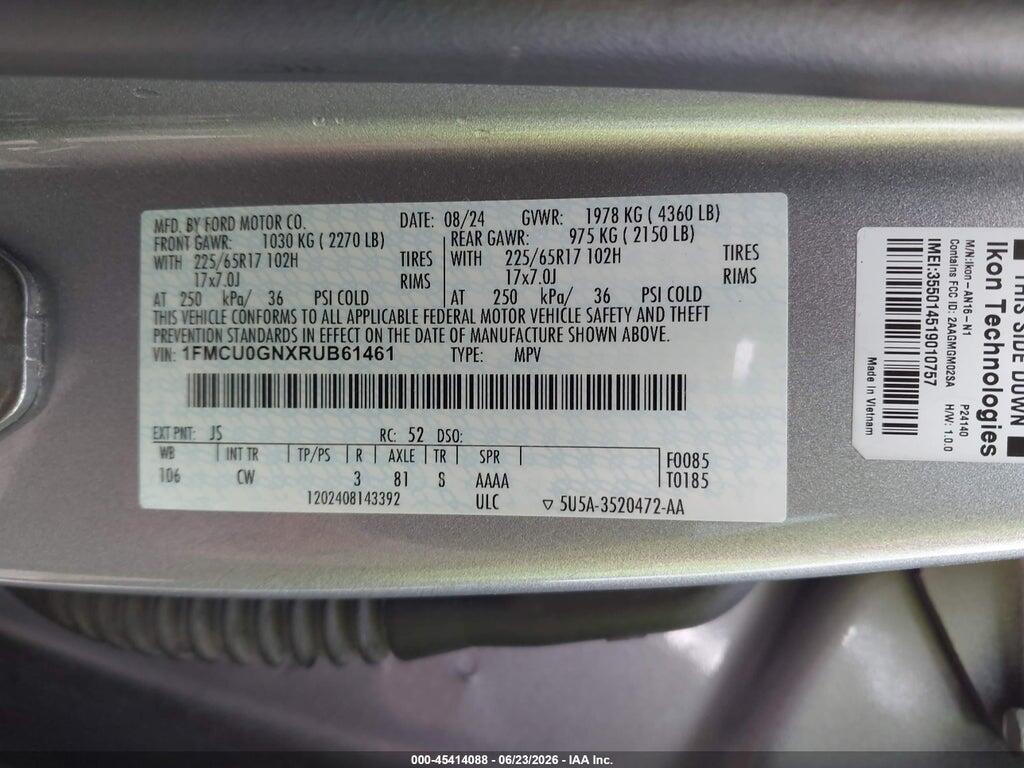 1FMCU0GNXRUB61461 2024 FORD ESCAPE photo no. 9