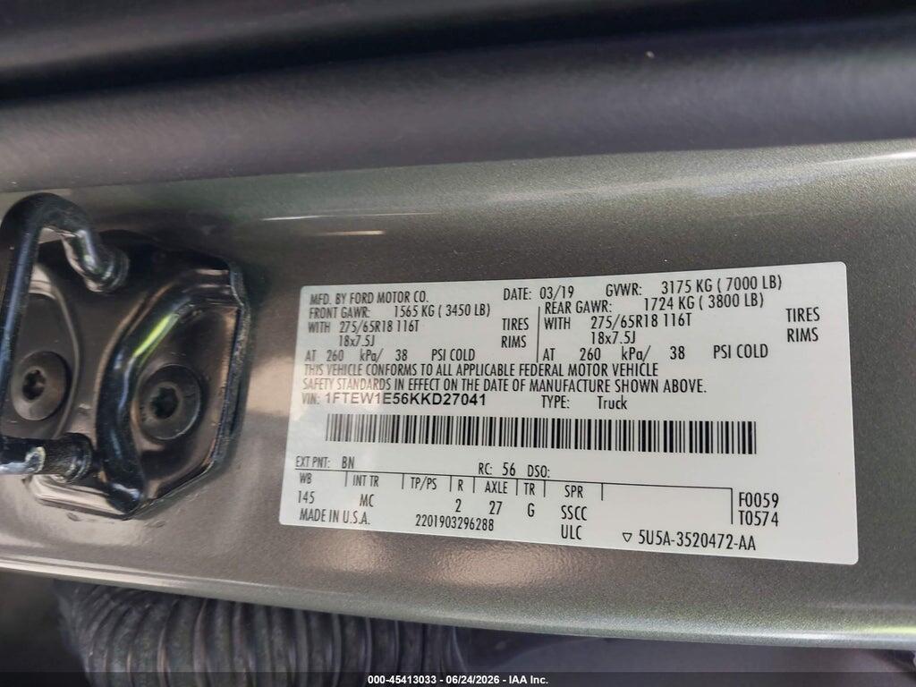 1FTEW1E56KKD27041 2019 FORD F-150 photo no. 9