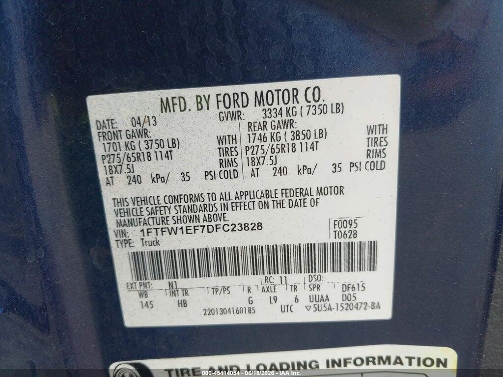 1FTFW1EF7DFC23828 2013 FORD F-150 photo no. 9