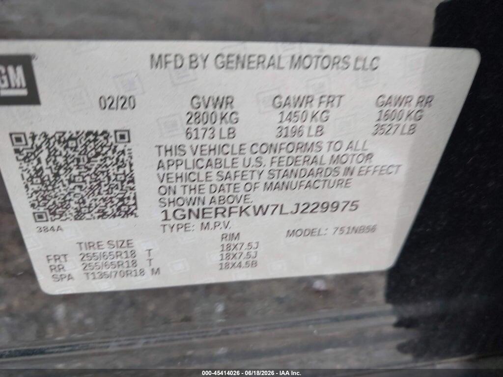 1GNERFKW7LJ229975 2020 CHEVROLET TRAVERSE photo no. 9