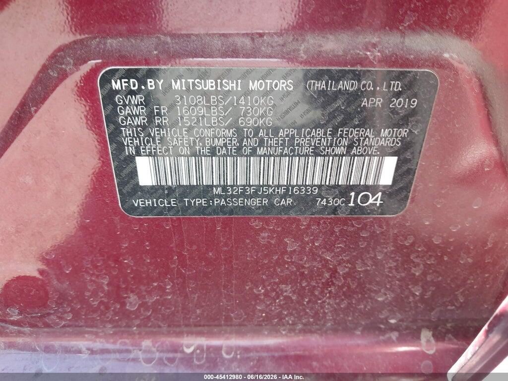 ML32F3FJ5KHF16339 2019 MITSUBISHI MIRAGE G4 photo no. 9