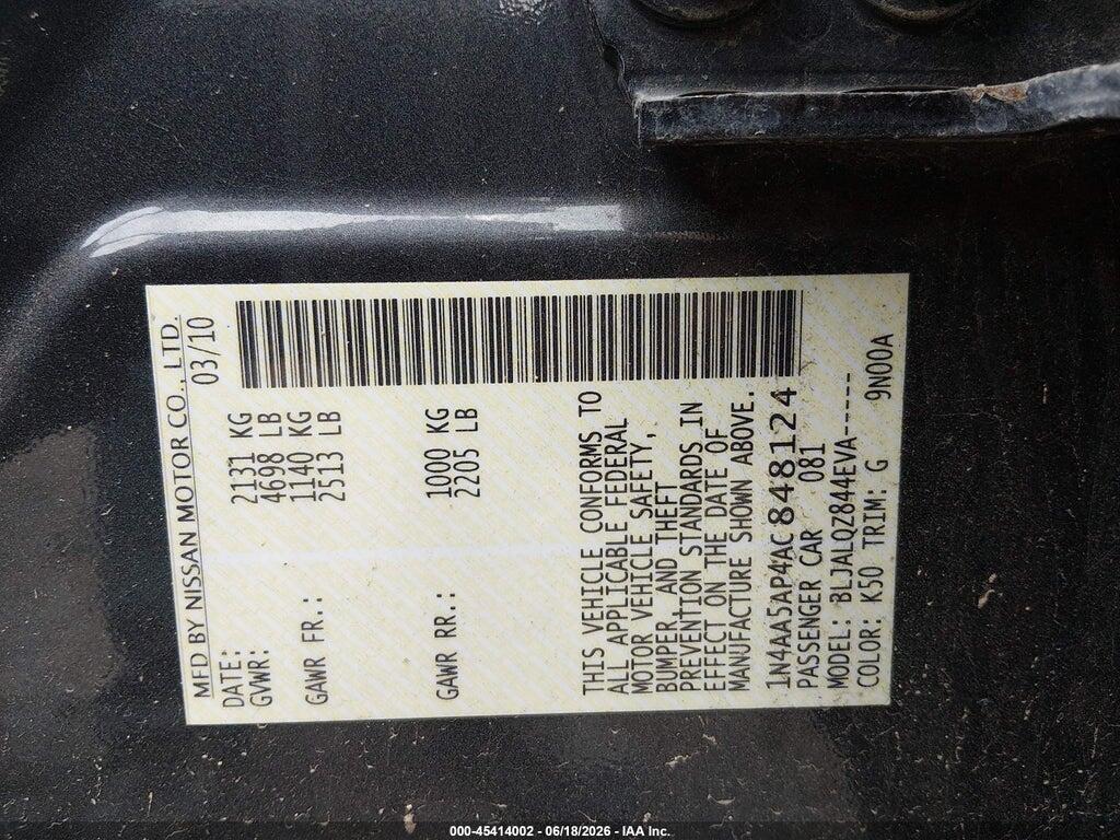 1N4AA5AP4AC848124 2010 NISSAN MAXIMA photo no. 8