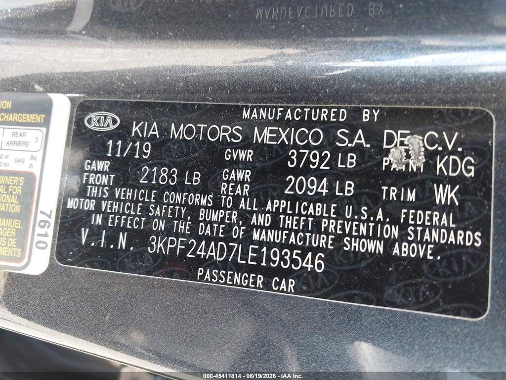 3KPF24AD7LE193546 2020 KIA FORTE photo no. 9