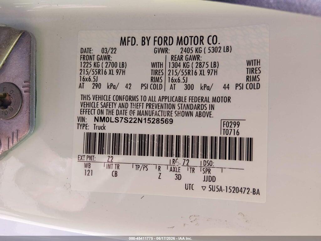 NM0LS7S22N1528569 2022 FORD TRANSIT CONNECT photo no. 9