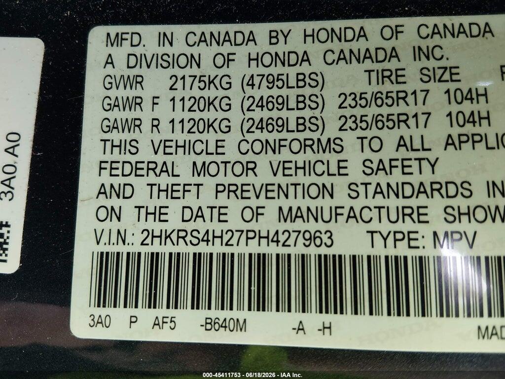 2HKRS4H27PH427963 2023 HONDA CR-V photo no. 9