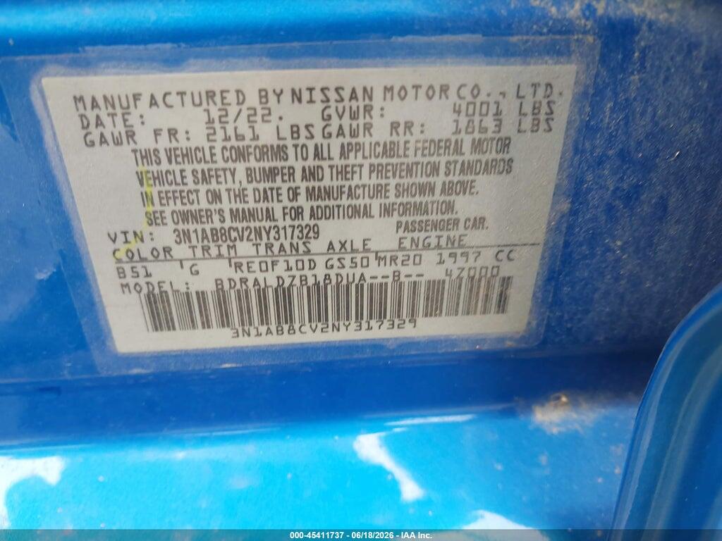 3N1AB8CV2NY317329 2022 NISSAN SENTRA photo no. 9