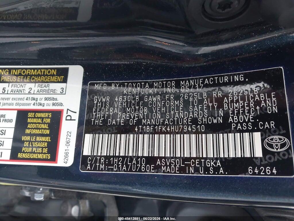 4T1BF1FK4HU794510 2017 TOYOTA CAMRY photo no. 9