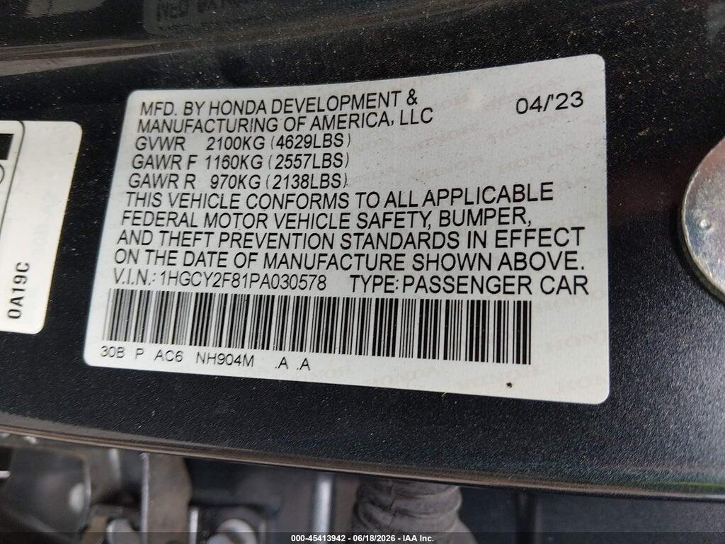1HGCY2F81PA030578 2023 HONDA ACCORD HYBRID photo no. 9