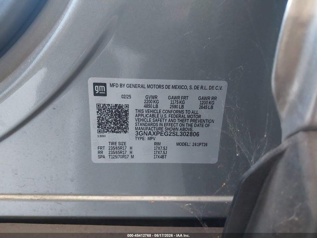 3GNAXPEG2SL302806 2025 CHEVROLET EQUINOX photo no. 9