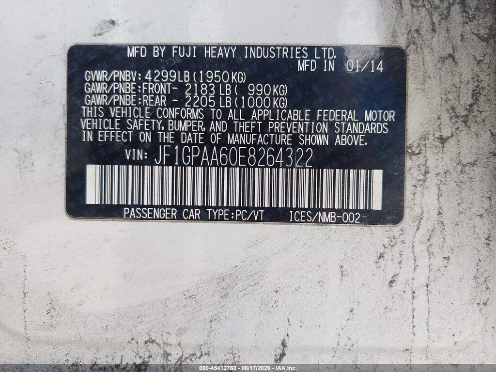JF1GPAA60E8264322 2014 SUBARU IMPREZA photo no. 9