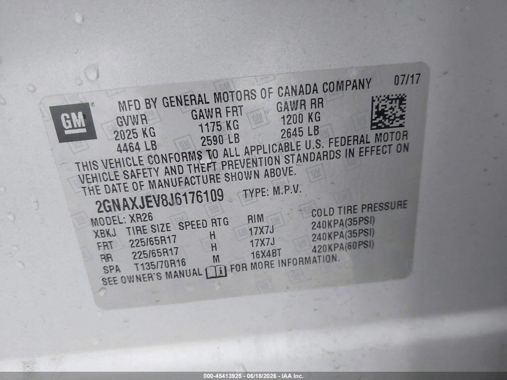 2GNAXJEV8J6176109 2018 CHEVROLET EQUINOX photo no. 9