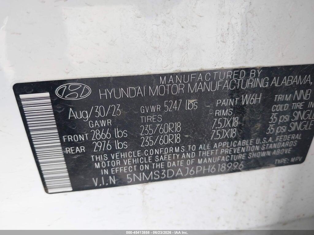 5NMS3DAJ6PH618996 2023 HYUNDAI SANTA FE photo no. 9