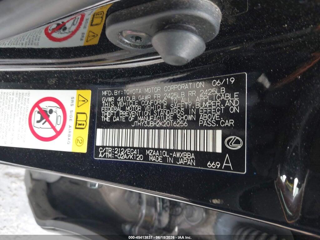 JTHY3JBH2K2016256 2019 LEXUS UX 200 photo no. 9