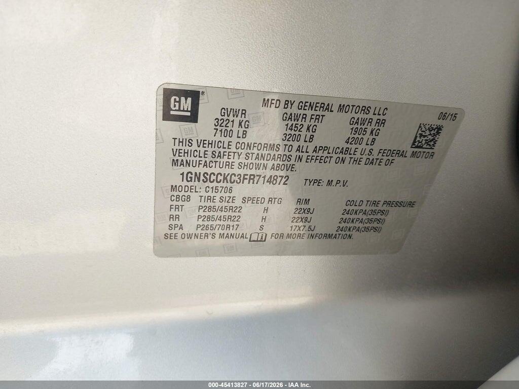 1GNSCCKC3FR714872 2015 CHEVROLET TAHOE photo no. 9
