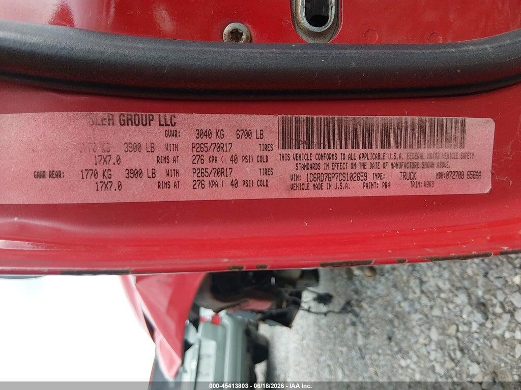 1C6RD7GP7CS102659 2012 RAM 1500 photo no. 9