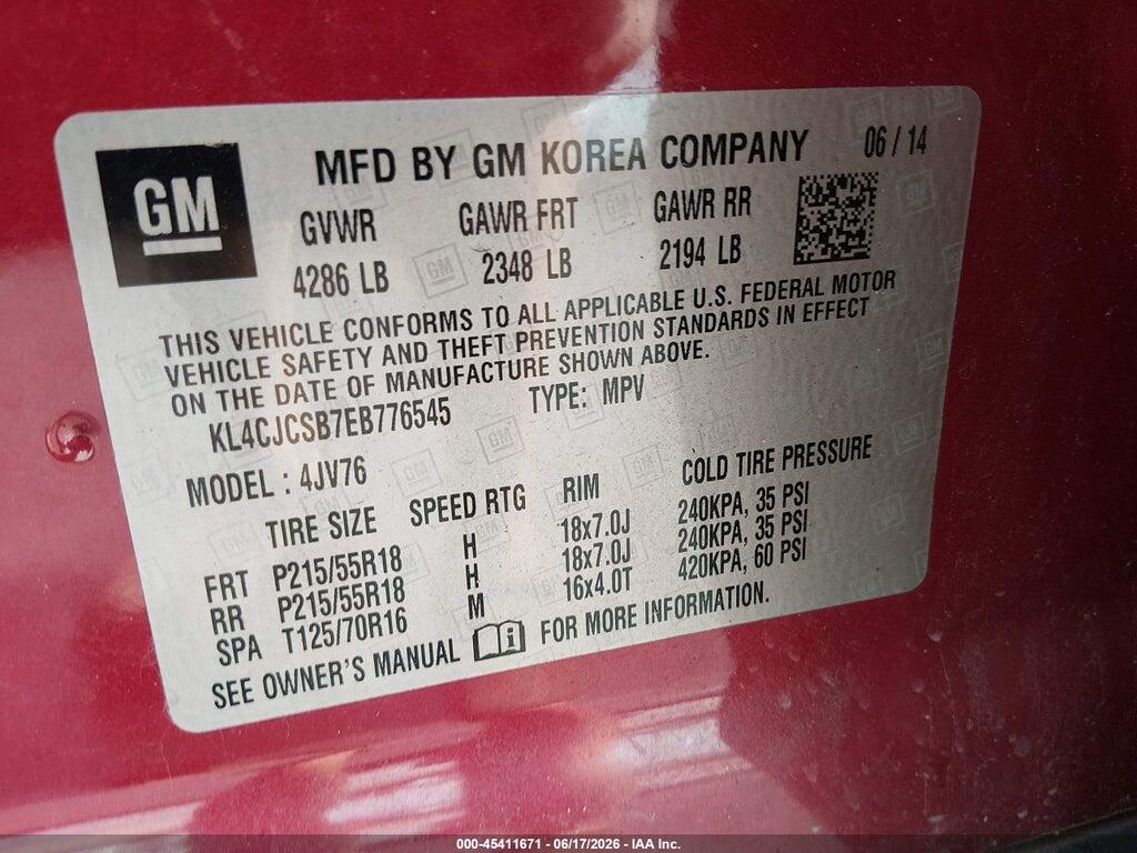KL4CJCSB7EB776545 2014 BUICK ENCORE photo no. 9