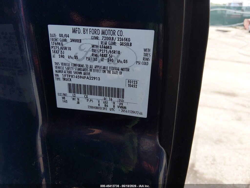 1FTPX14594FA22913 2004 FORD F-150 photo no. 9