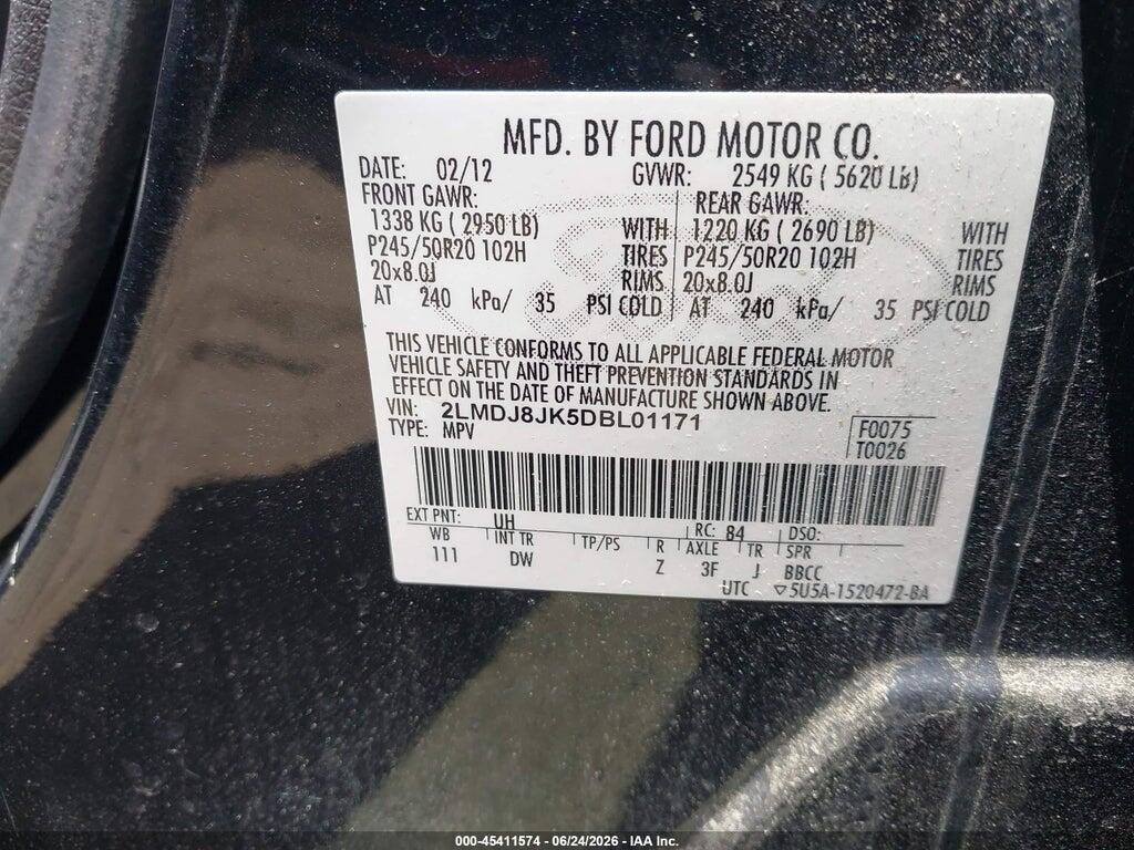 2LMDJ8JK5DBL01171 2013 LINCOLN MKX photo no. 9