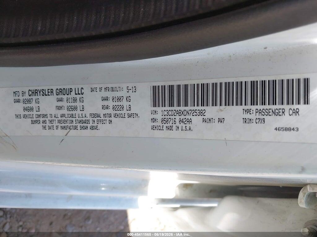 1C3CDZABXDN725382 2013 DODGE AVENGER photo no. 9
