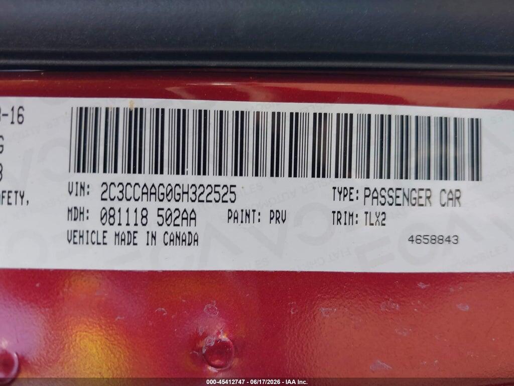 2C3CCAAG0GH322525 2016 CHRYSLER 300 photo no. 9