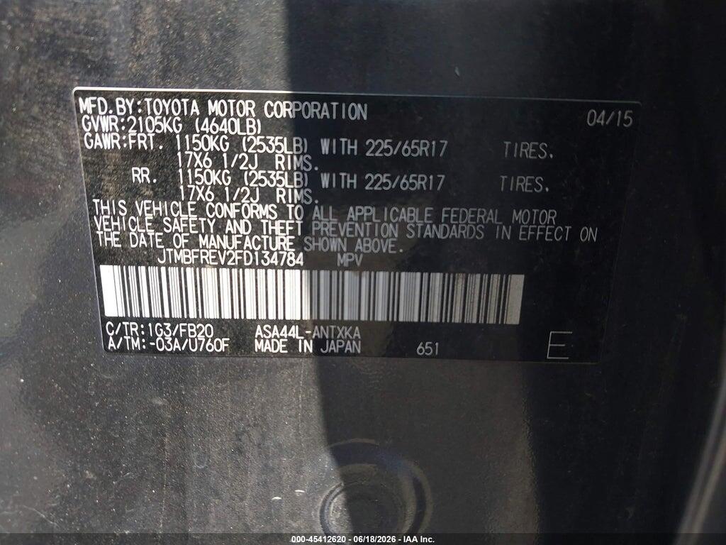 JTMBFREV2FD134784 2015 TOYOTA RAV4 photo no. 9