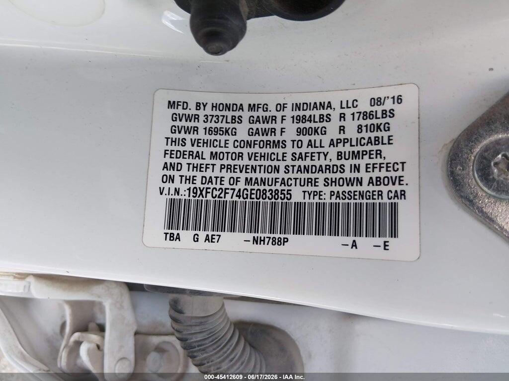 19XFC2F74GE083855 2016 HONDA CIVIC photo no. 9