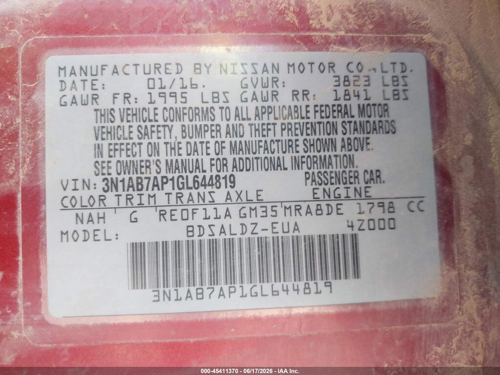 3N1AB7AP1GL644819 2016 NISSAN SENTRA photo no. 9
