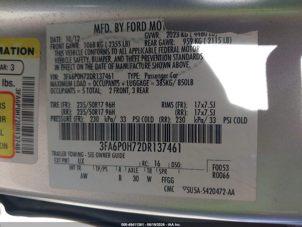 3FA6P0H72DR137461 2013 FORD FUSION photo no. 9