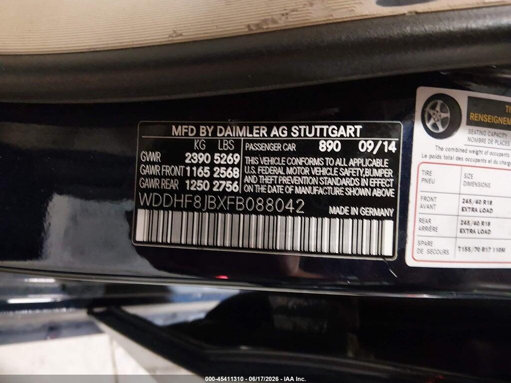 WDDHF8JBXFB088042 2015 MERCEDES-BENZ E 350 photo no. 9
