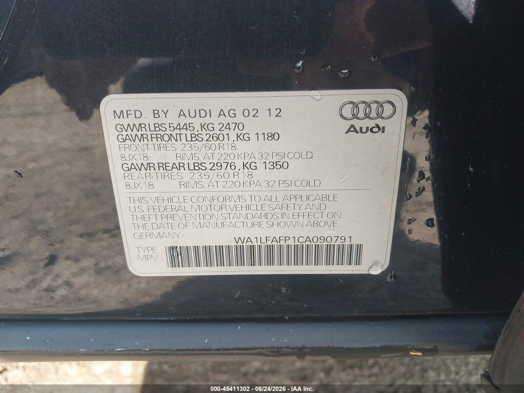 WA1LFAFP1CA090791 2012 AUDI Q5 photo no. 9