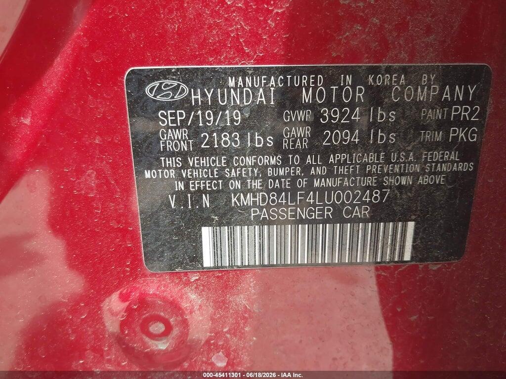 KMHD84LF4LU002487 2020 HYUNDAI ELANTRA photo no. 9