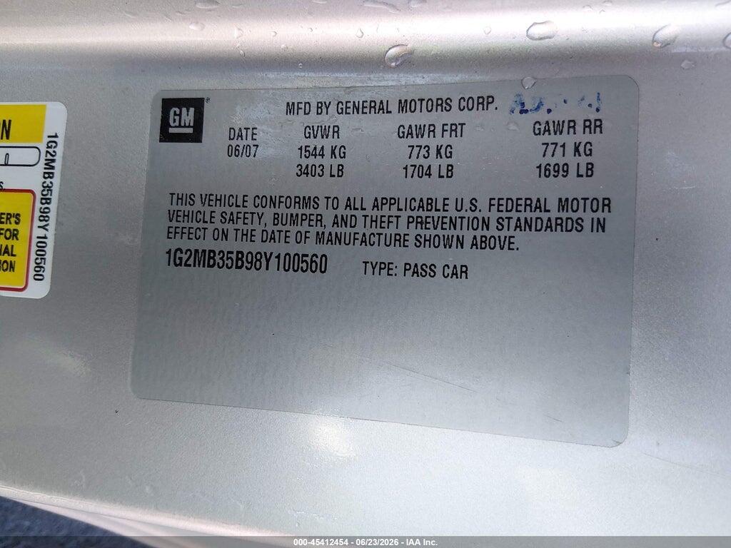 1G2MB35B98Y100560 2008 PONTIAC SOLSTICE photo no. 9