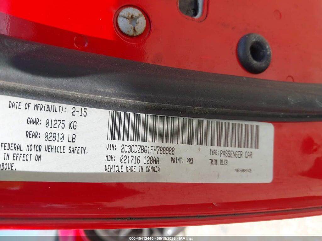 2C3CDZBG1FH788988 2015 DODGE CHALLENGER photo no. 9