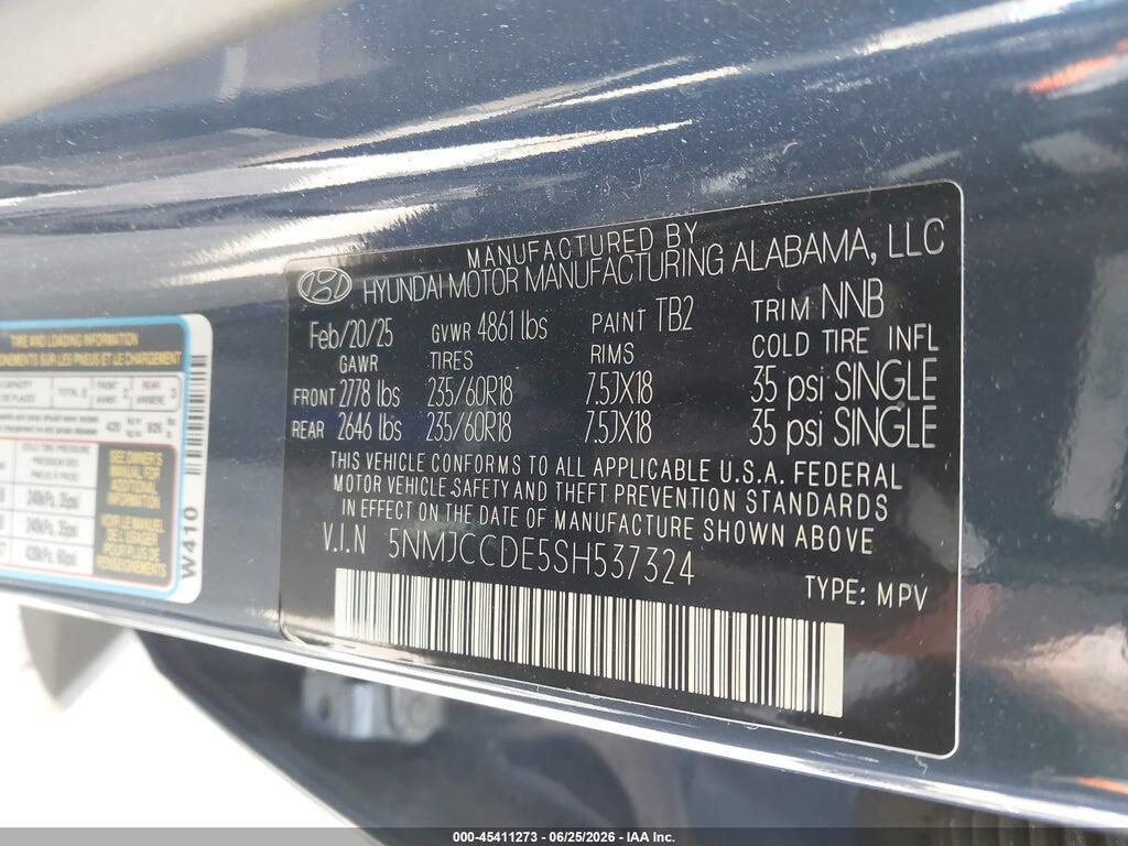 5NMJCCDE5SH537324 2025 HYUNDAI TUCSON photo no. 9