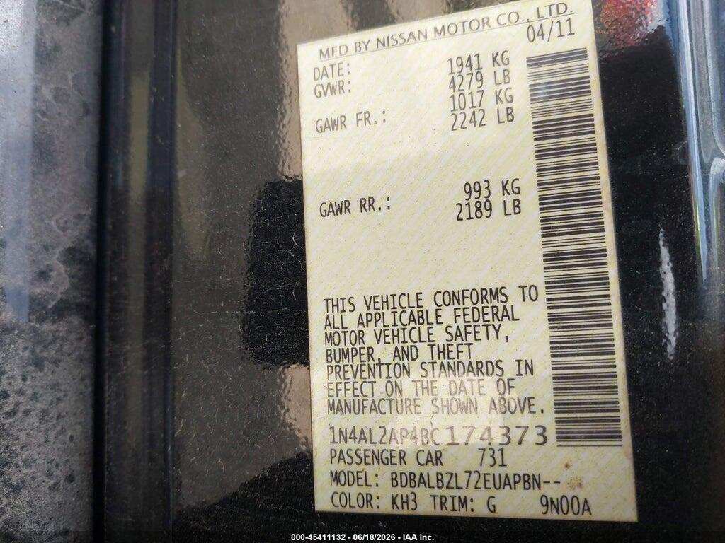 1N4AL2AP4BC174373 2011 NISSAN ALTIMA photo no. 9