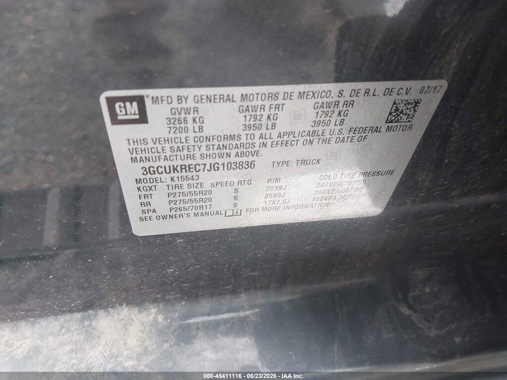 3GCUKREC7JG103836 2018 CHEVROLET SILVERADO 1500 photo no. 9