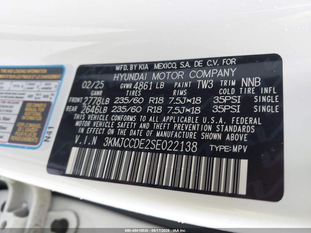 3KMJCCDE2SE022138 2025 HYUNDAI TUCSON photo no. 9