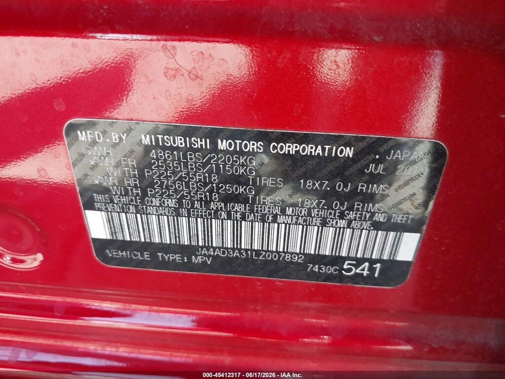 JA4AD3A31LZ007892 2020 MITSUBISHI OUTLANDER photo no. 9